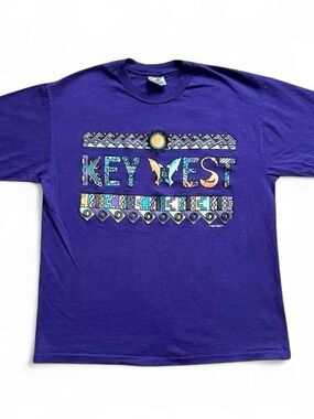 Vintage 1990s Key West Florida Purple Graphic Tee - men’s large